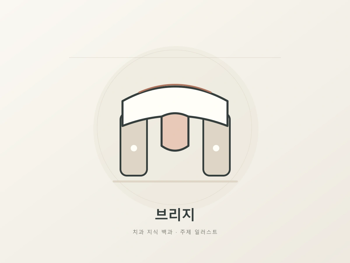 브리지의 연결 개념을 나타내는 세 기둥과 연결 아치의 상징 일러스트